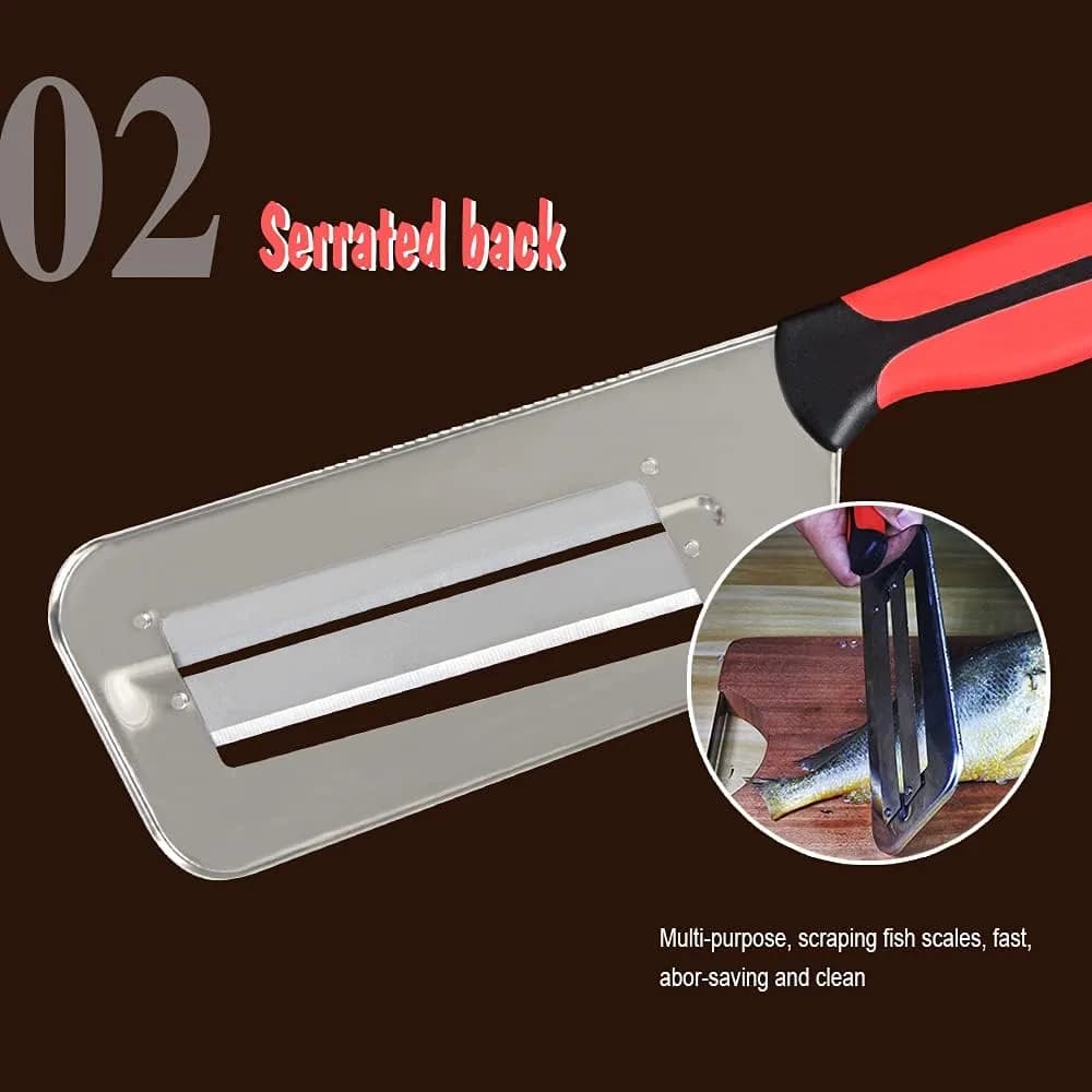 Double Blade Cabbage Chopper Knife – serrated back edge used to scrape fish scales